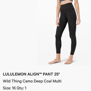 Lululemon ALIGN pant 25” Wild Camo Deep Cow Multi